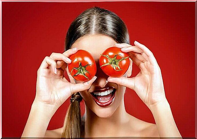 Tomatoes in face masks