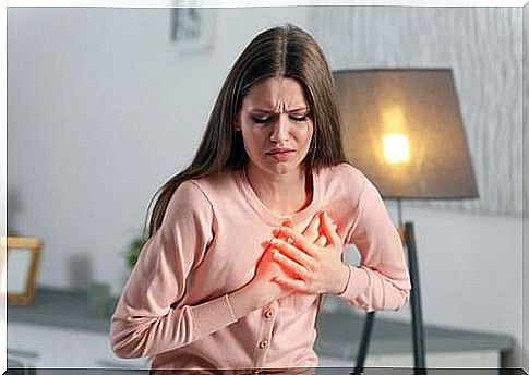 Woman with chest pain