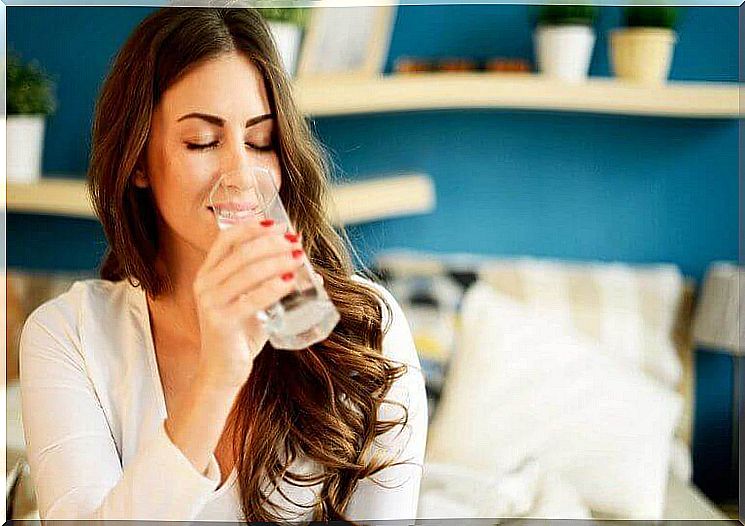 Woman drinking water