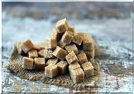 Consuming sugar: Brown sugar cubes.