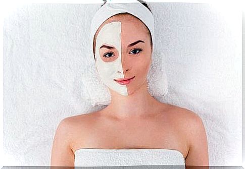 Woman with collagen mask