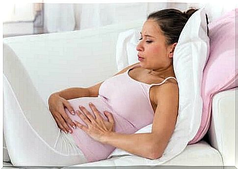 Woman having contractions.