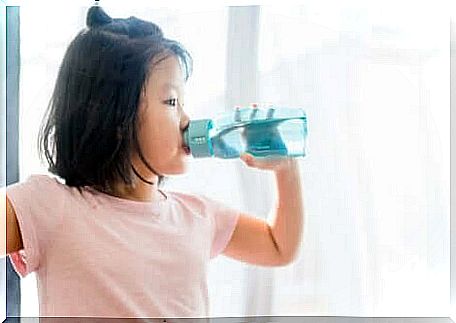 Girl drinks water